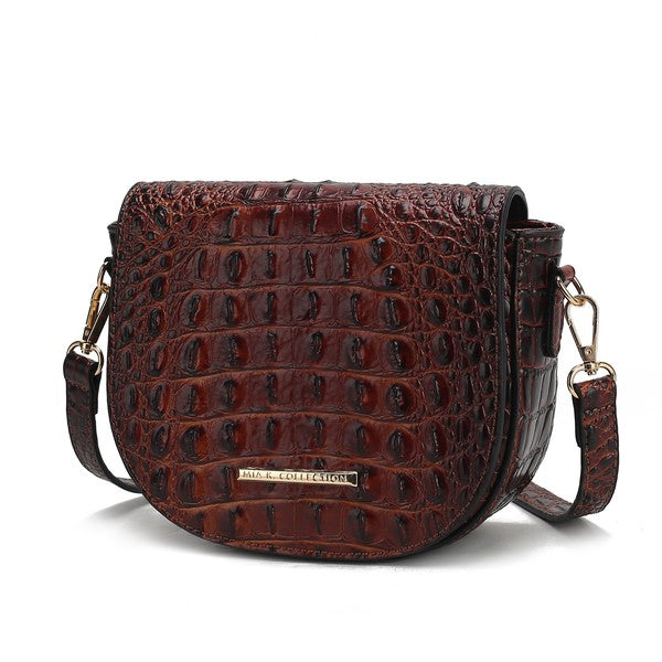 Amalia Solid Croc-Embossed | Crossbody Bag