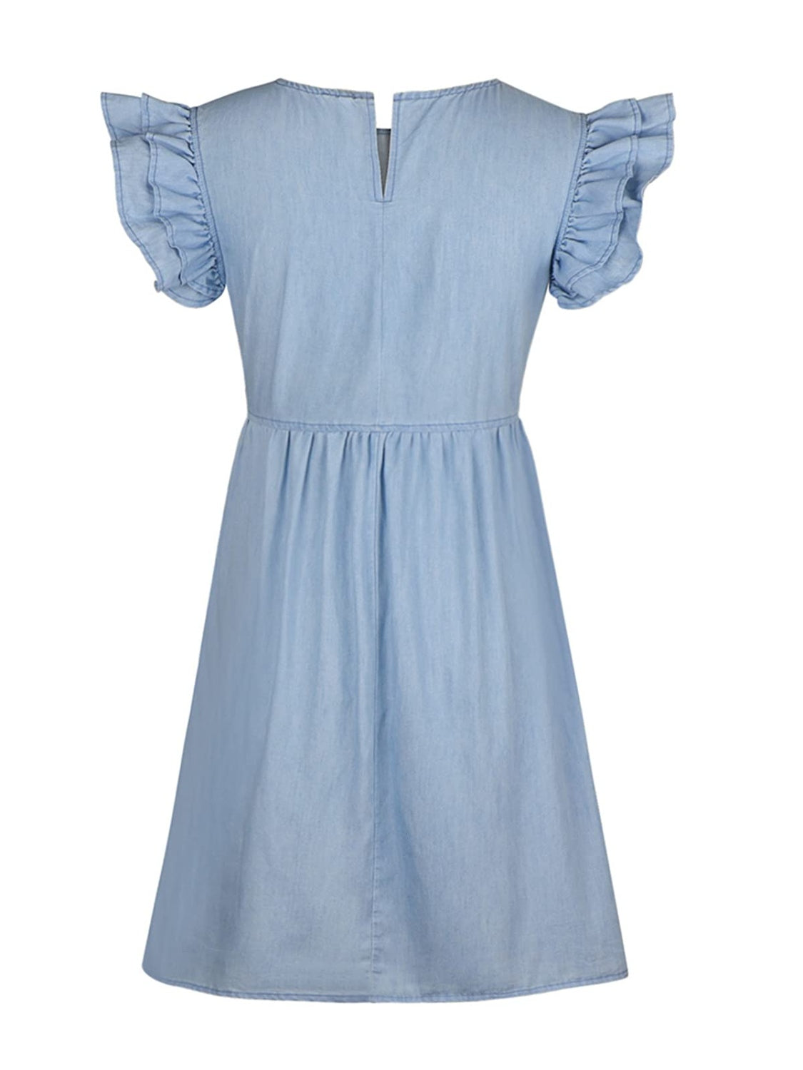 Ruffled Cap Sleeve Denim | Dress