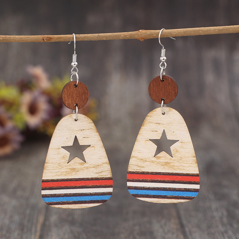 Star & Stripes Wooden | Earrings