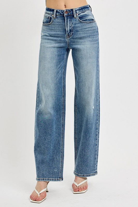 RISEN Full Size Distressed Wide Leg | Jeans
