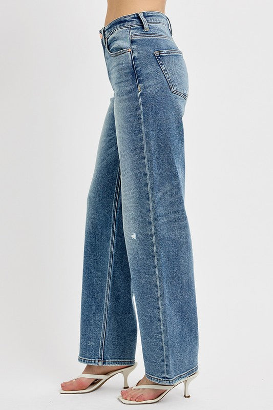RISEN Full Size Distressed Wide Leg | Jeans