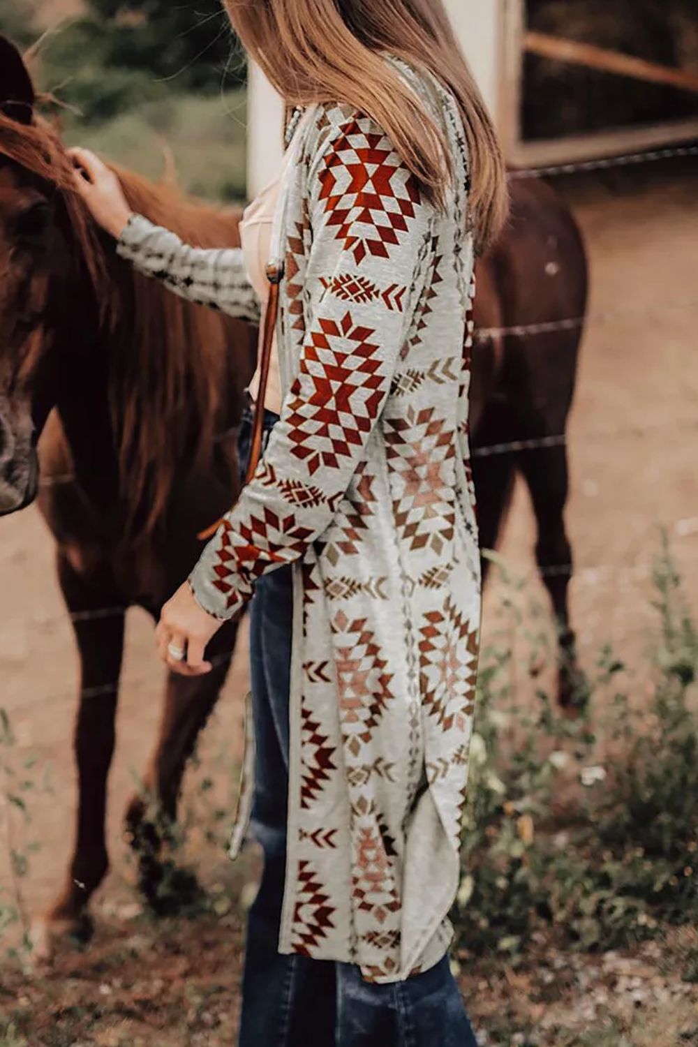 Lightweight Brown Tribal Print | Cardigan