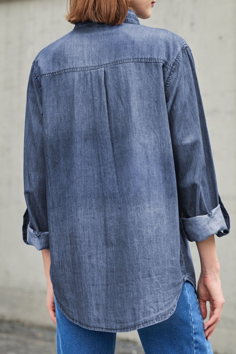 Pocketed Long Sleeve Denim | Top