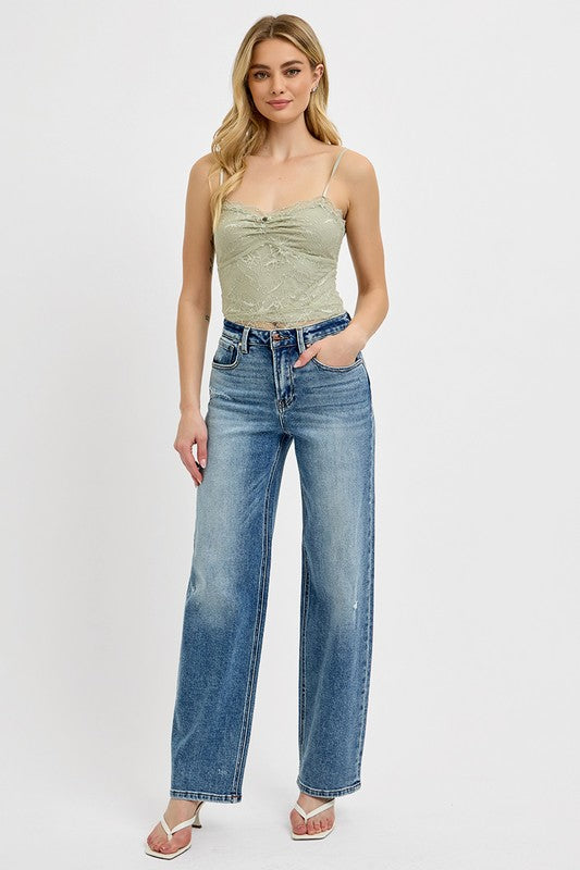 RISEN Full Size Distressed Wide Leg | Jeans