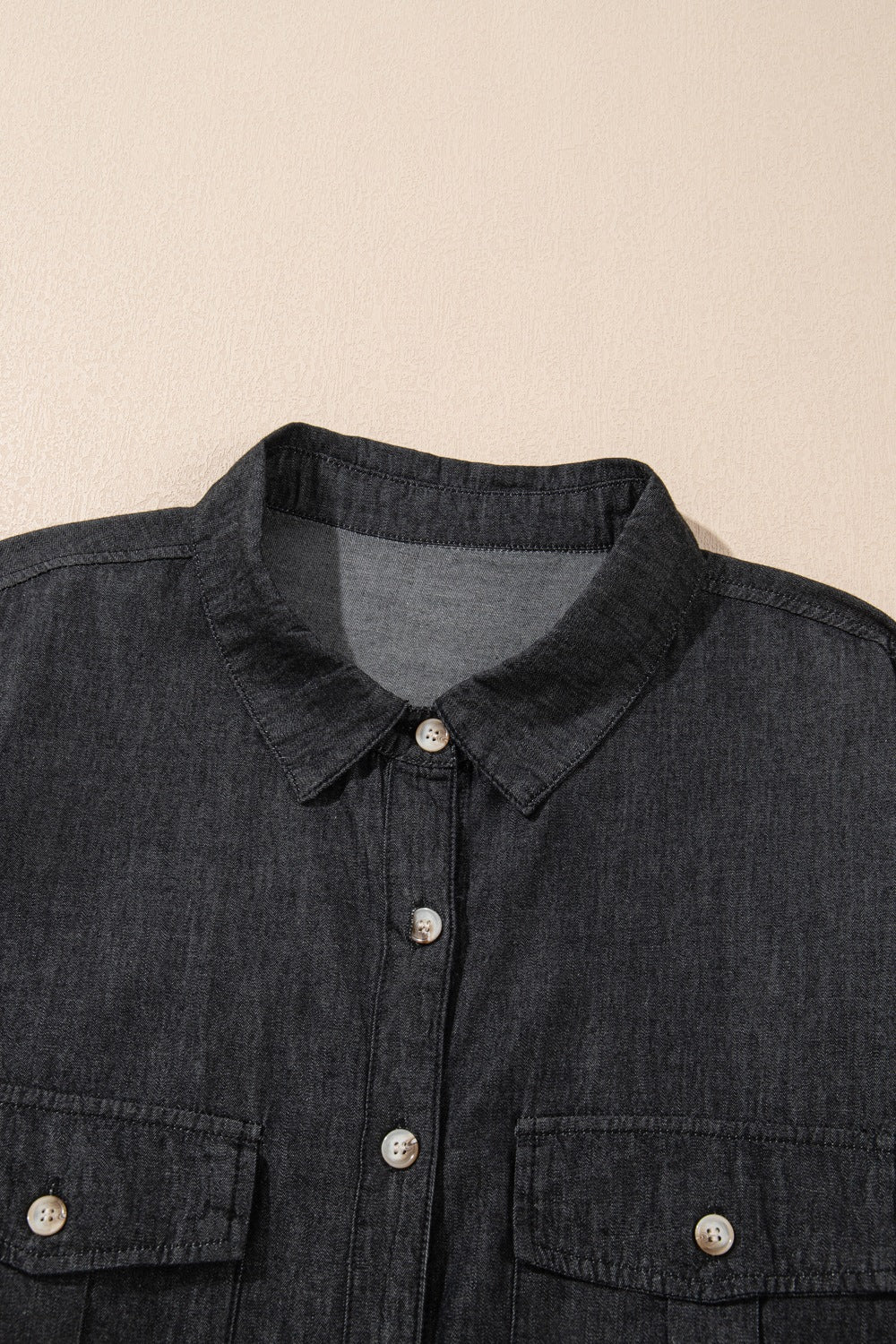 Pocketed Long Sleeve Denim | Top