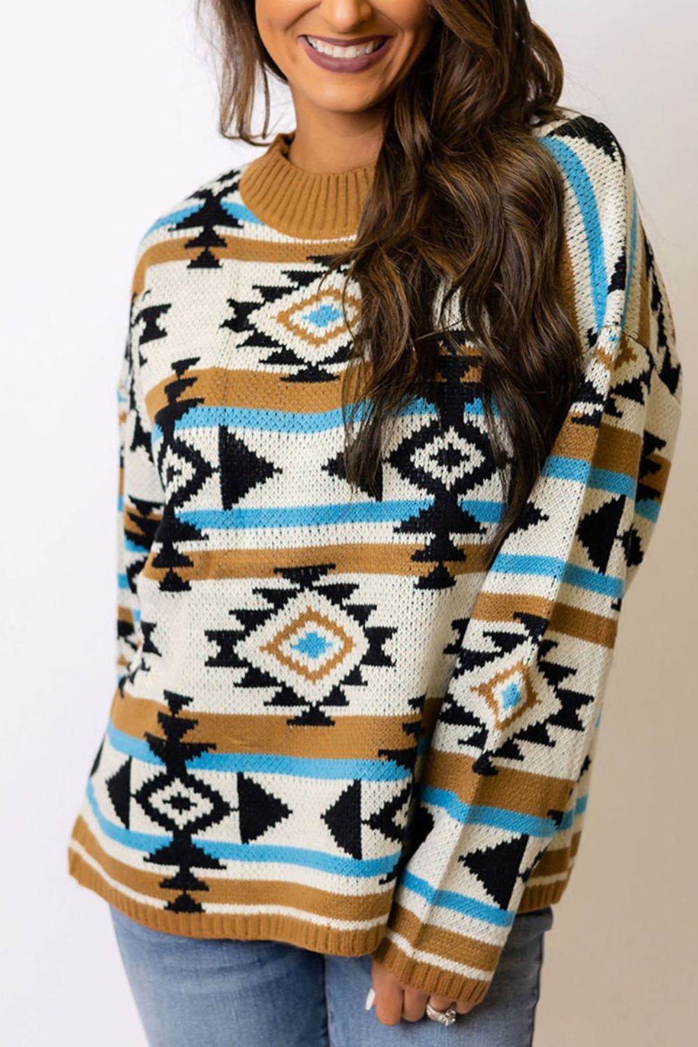Geometric Round Neck | Long Sleeve Sweater