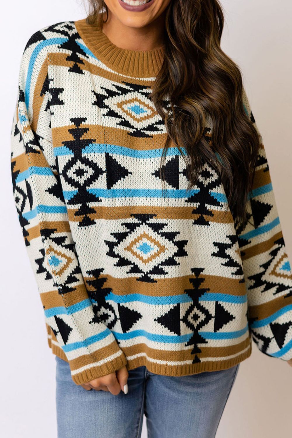 Geometric Round Neck | Long Sleeve Sweater