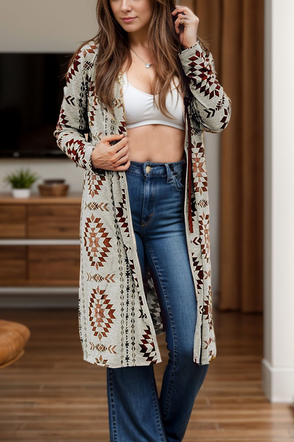 Lightweight Brown Tribal Print | Cardigan