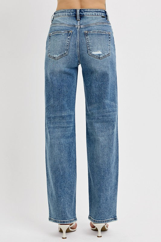 RISEN Full Size Distressed Wide Leg | Jeans