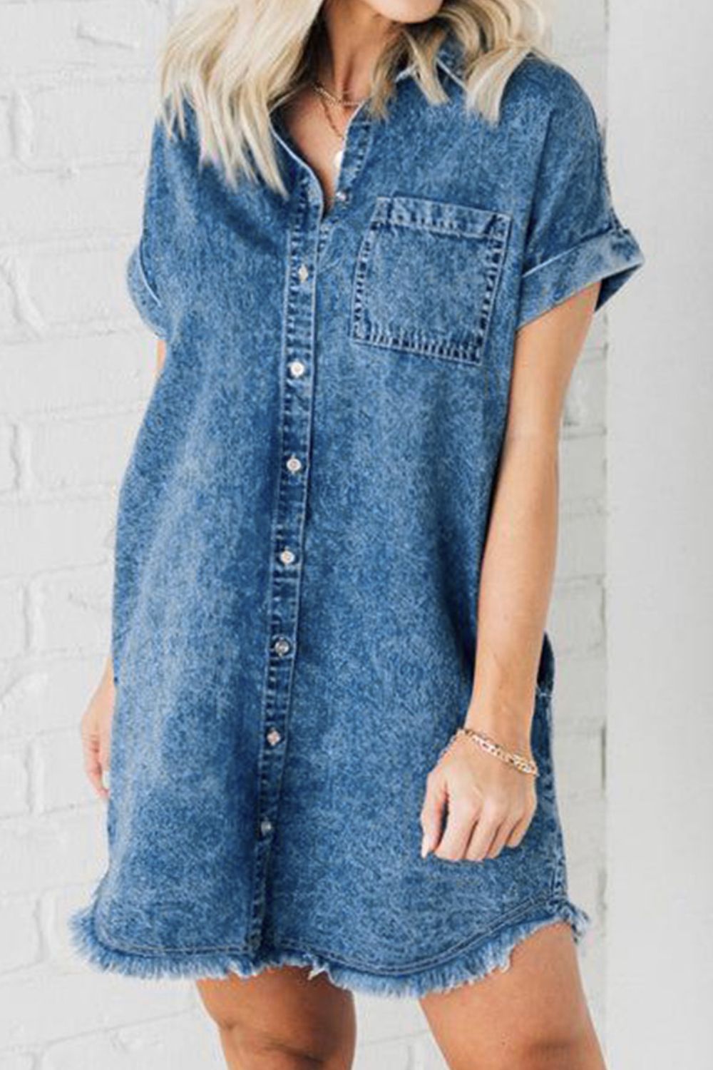 Cap Sleeve Denim | Dress