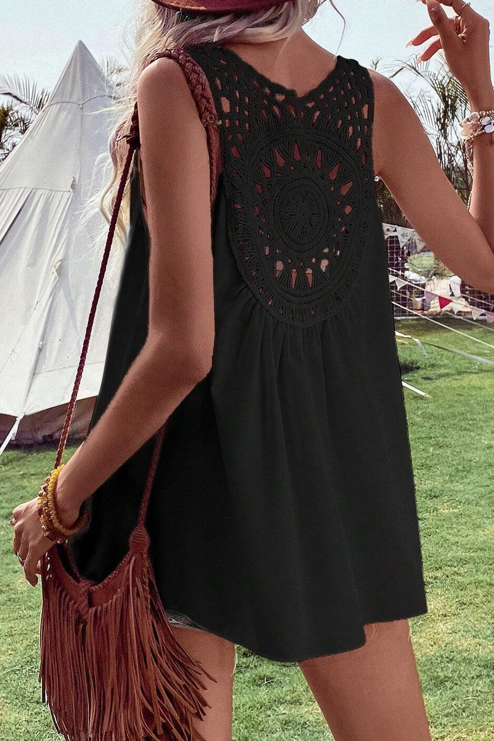 Openwork V-Neck | Tank