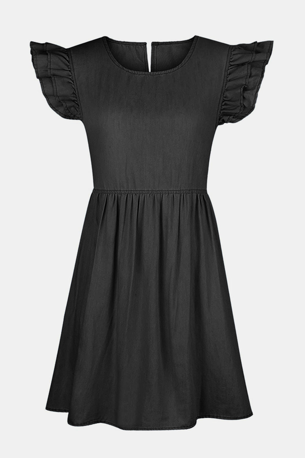 Ruffled Cap Sleeve Denim | Dress