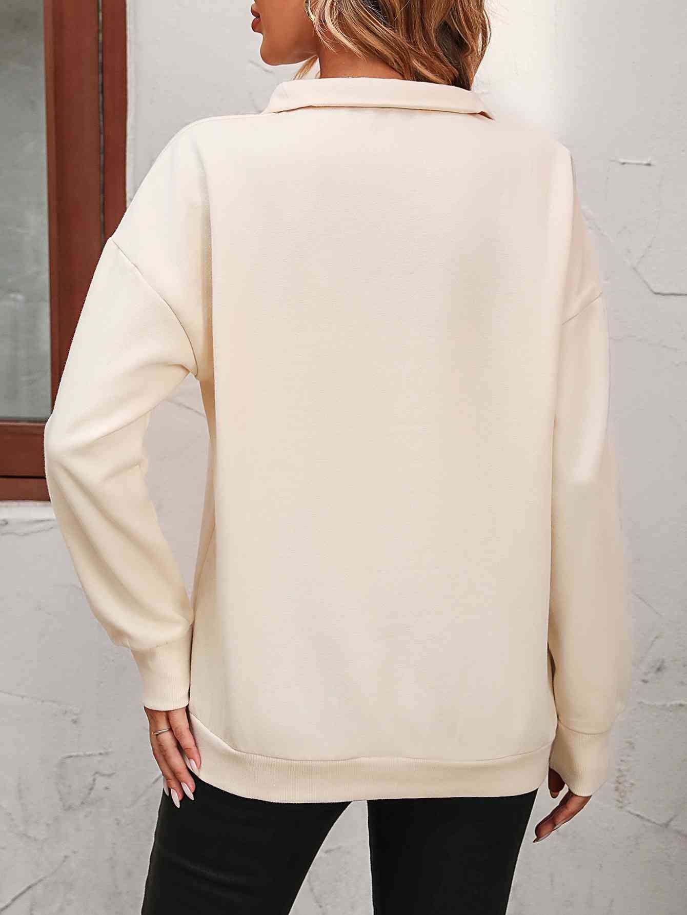 Zip-Up Dropped Shoulder | Sweatshirt