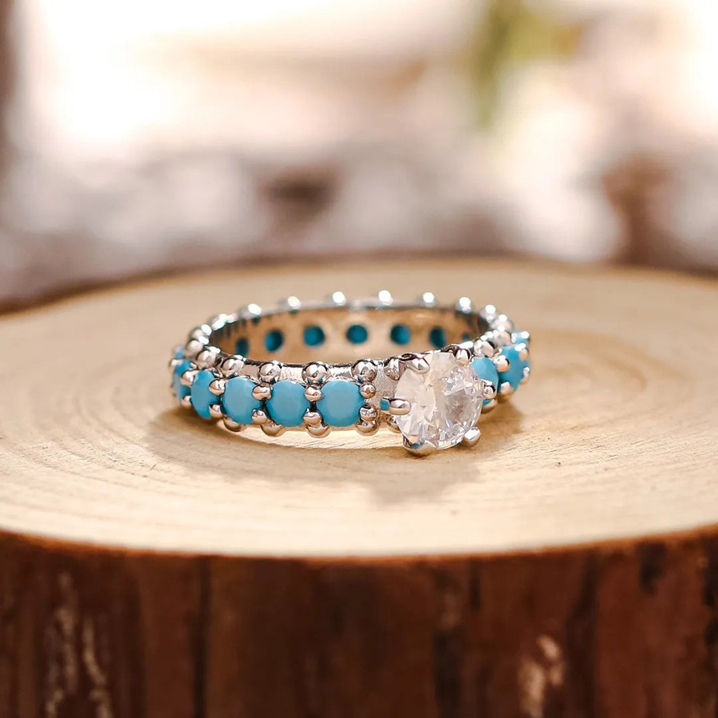 Inlaid Turquoise & Zircon | Ring