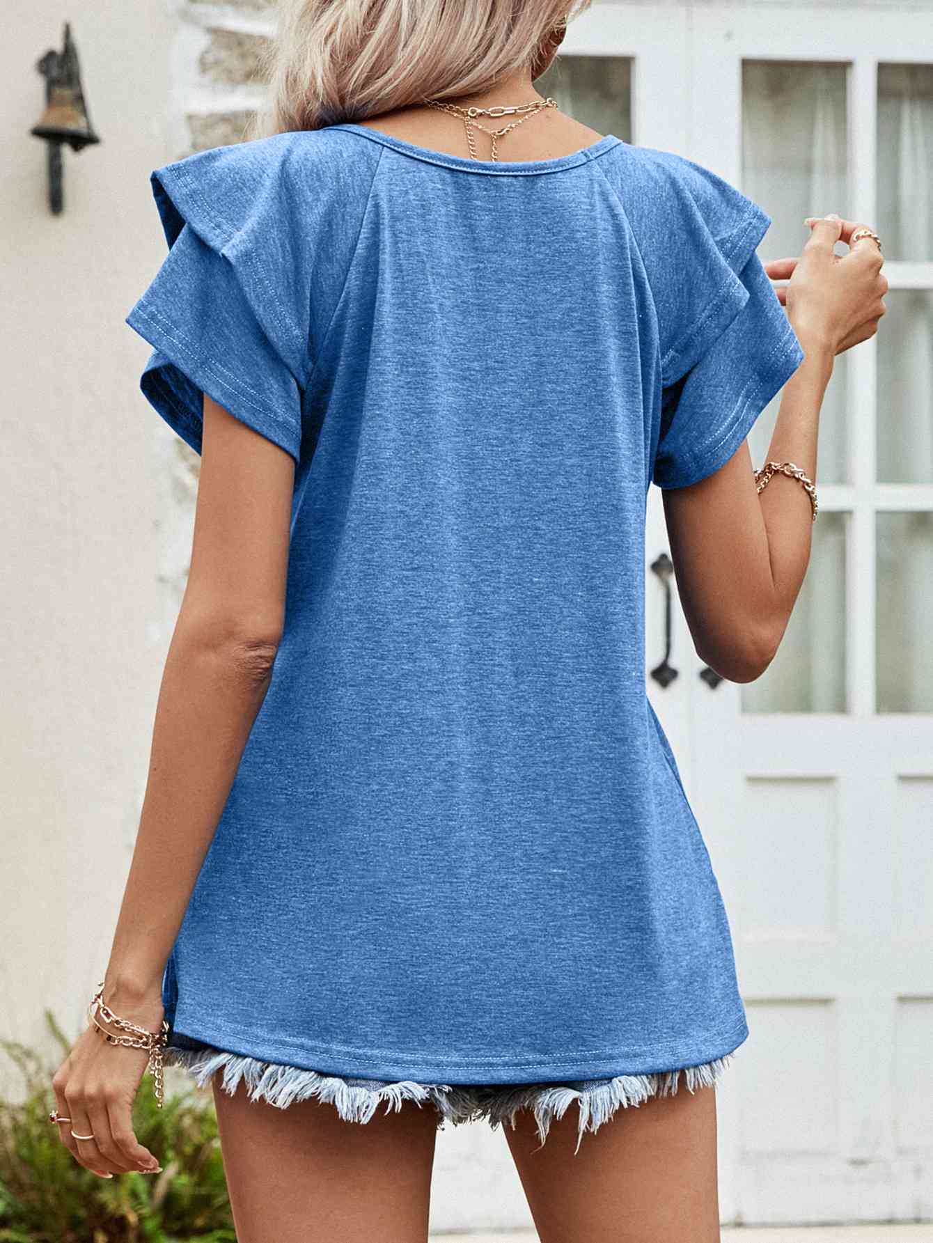 Flutter Sleeve | V-Neck Top