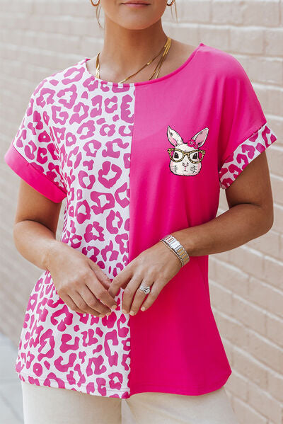 Leopard Round Neck | Short Sleeve T-Shirt