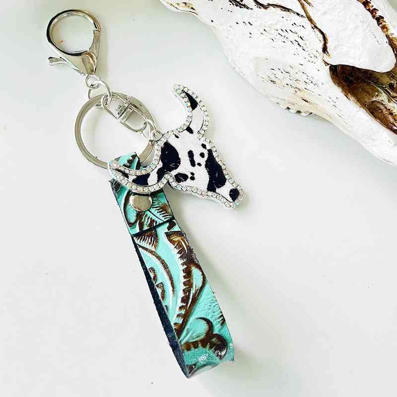 Rhinestone Bull Turquoise | Keychain