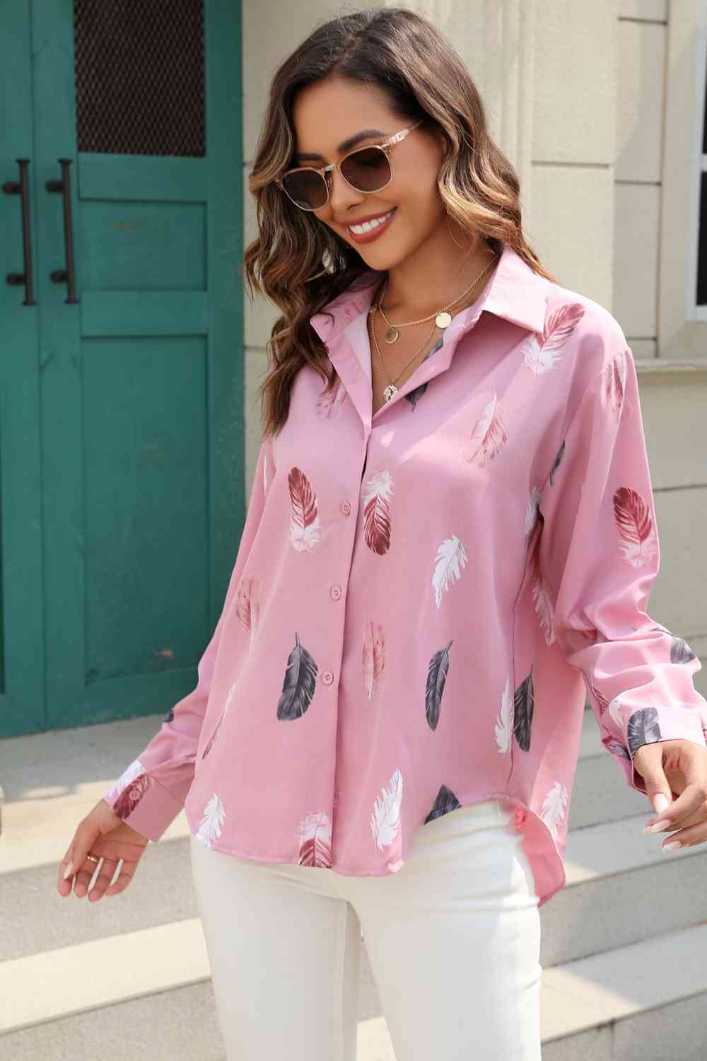 Feather Button Down | Casual Top