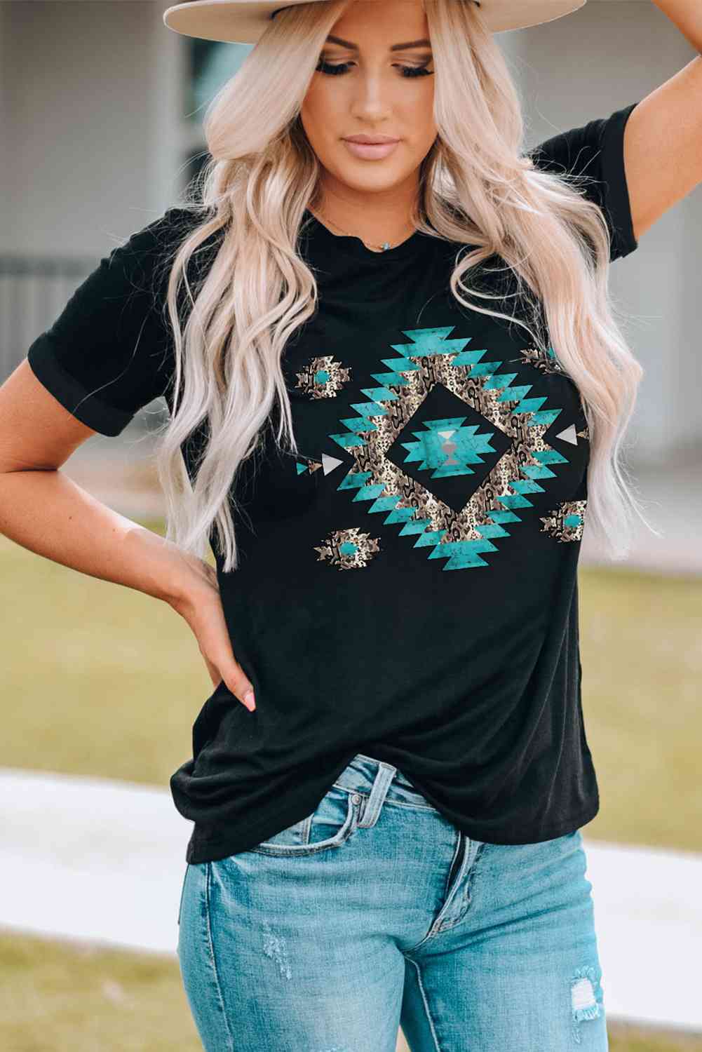 Turquoise Aztec | Graphic Tee