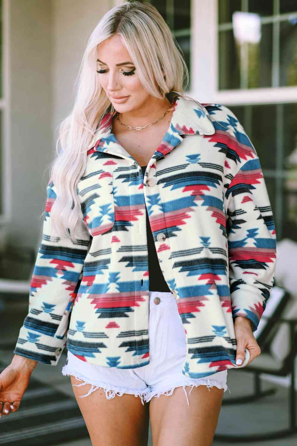 Cream/Red/Blue Tribal Print | Jacket