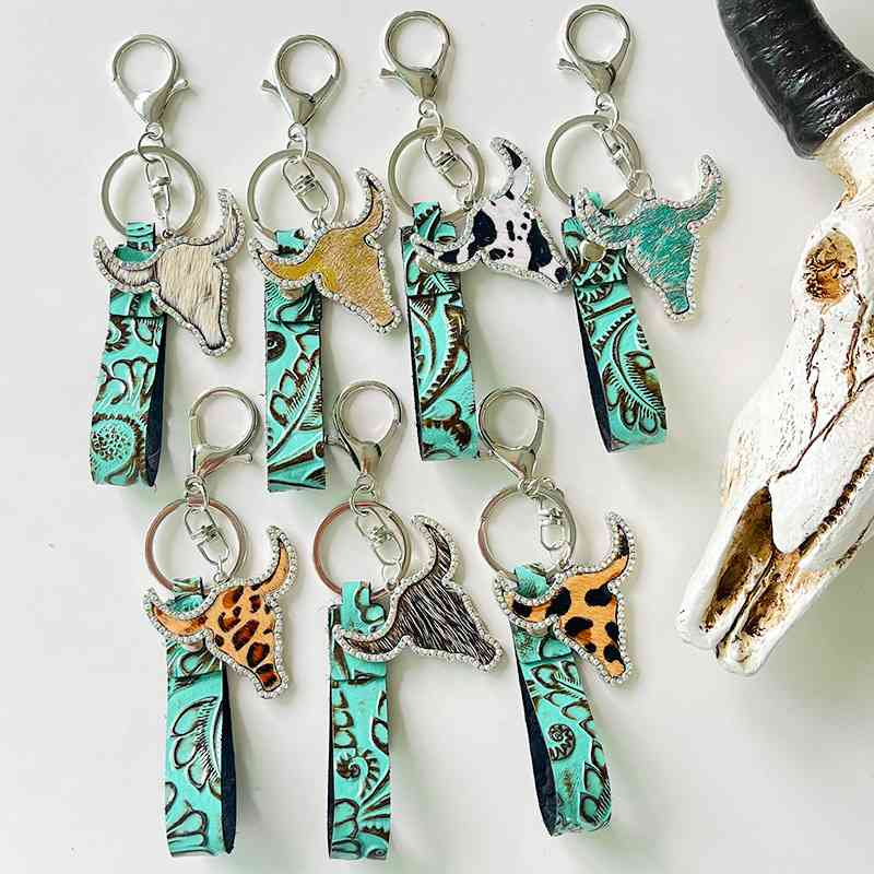 Rhinestone Bull Turquoise | Keychain