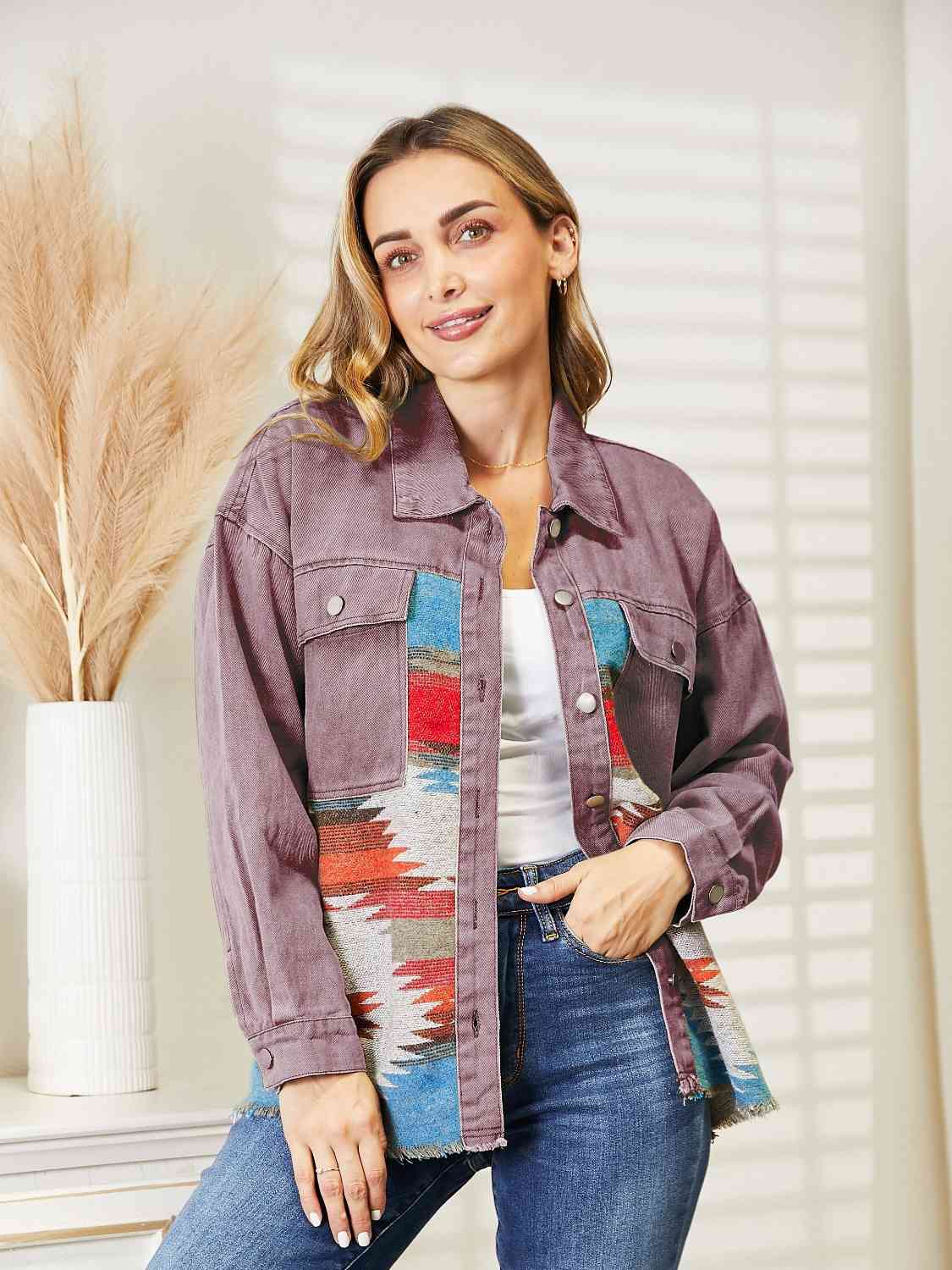 Aztec Raw Hem | Casual Top