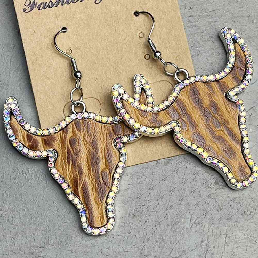 Rhinestone Trim Bull | Earrings