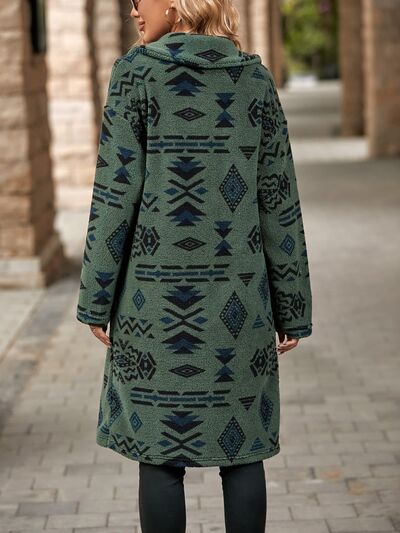 Colorful Geometric Pocketed | Dropped Shoulder Coat