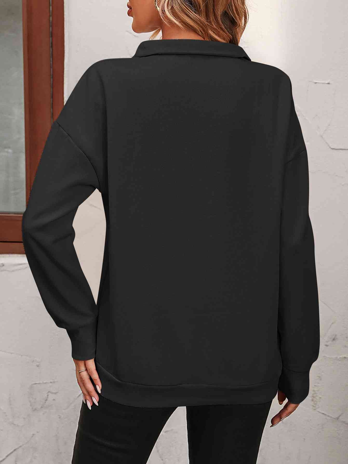 Zip-Up Dropped Shoulder | Sweatshirt