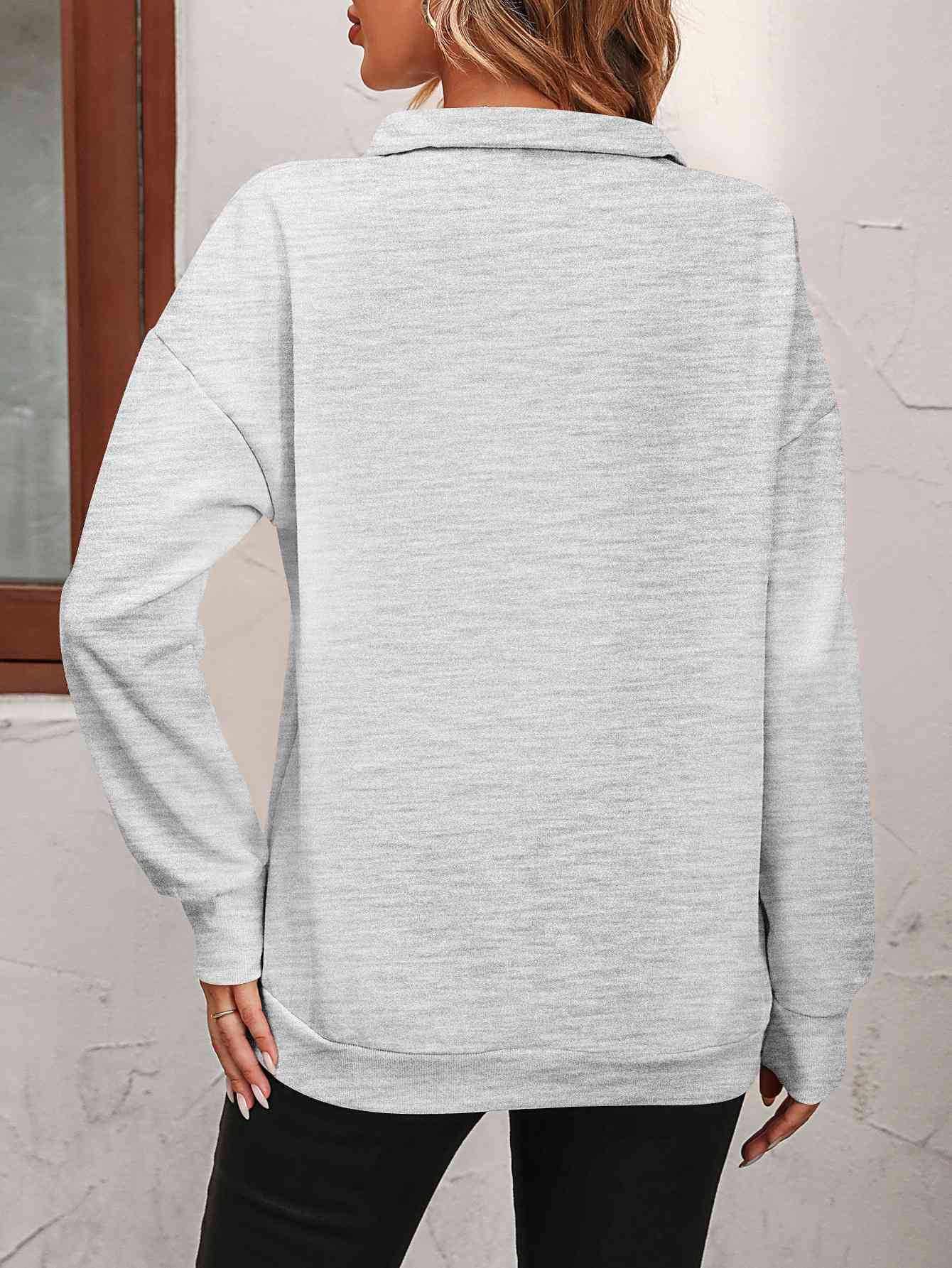 Zip-Up Dropped Shoulder | Sweatshirt