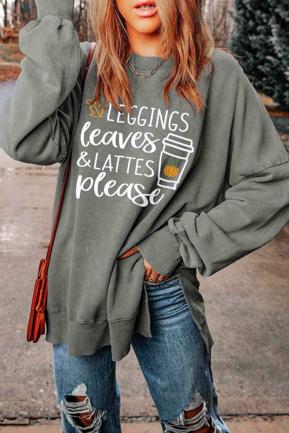 Leggings Leaves and Lattes Please | Sweatshirt