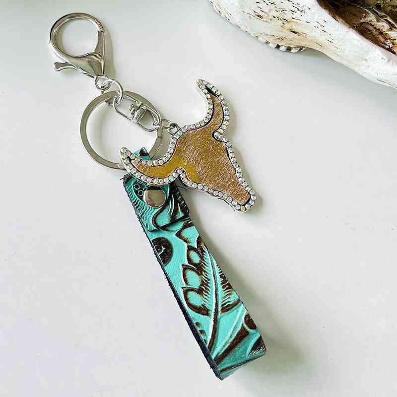 Rhinestone Bull Turquoise | Keychain
