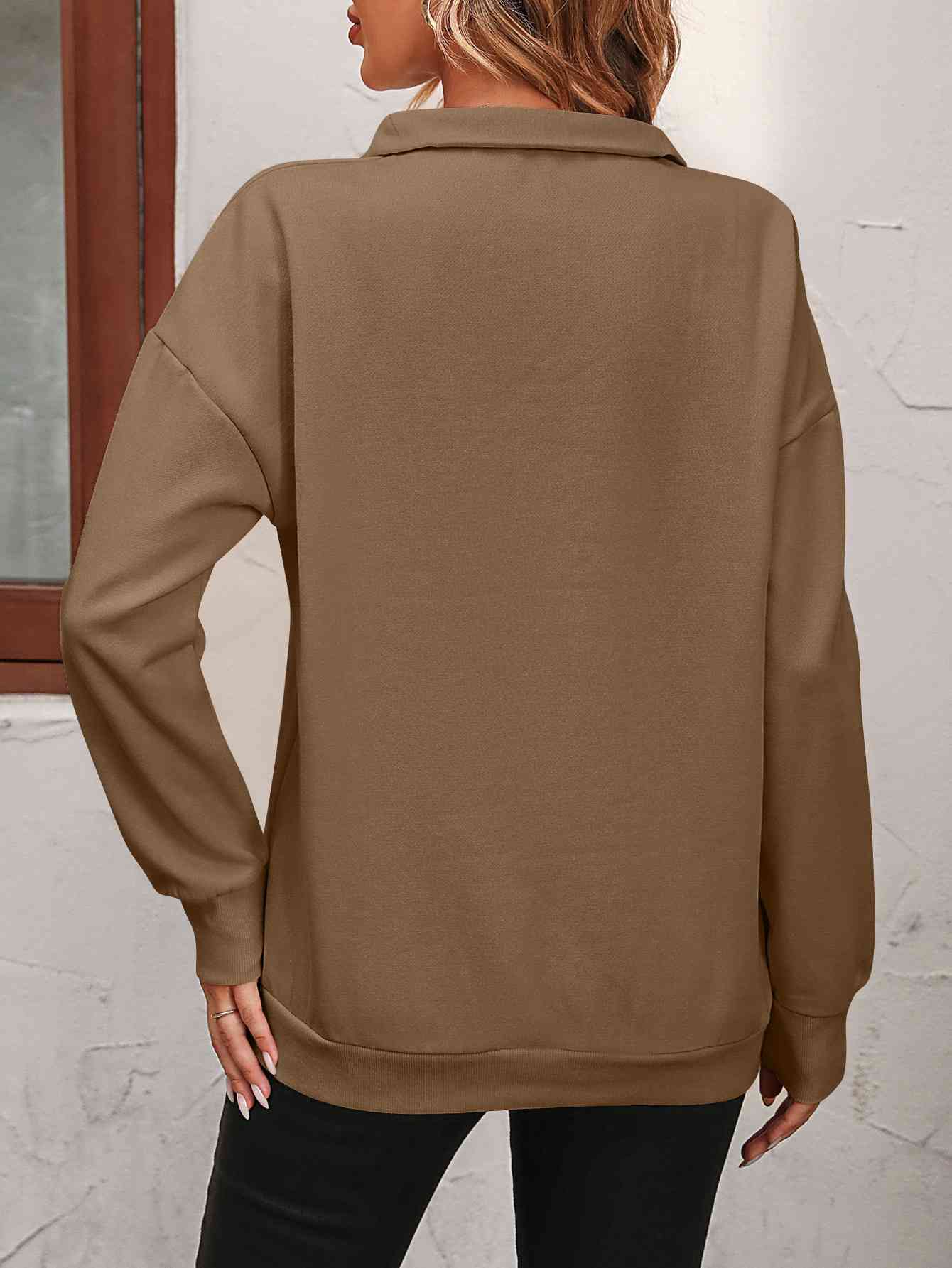 Zip-Up Dropped Shoulder | Sweatshirt
