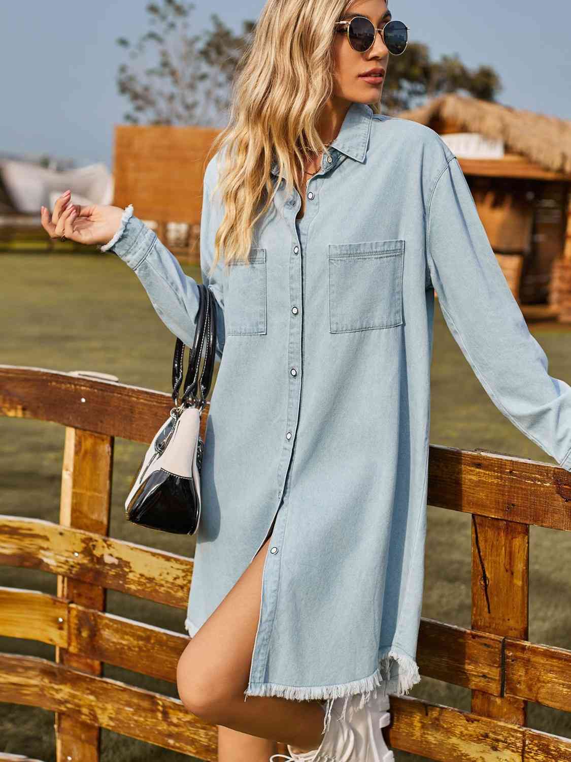 Button Up Raw Hem Denim | Dress