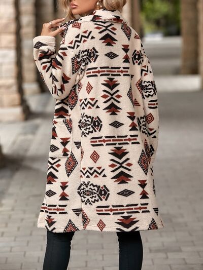 Colorful Geometric Pocketed | Dropped Shoulder Coat