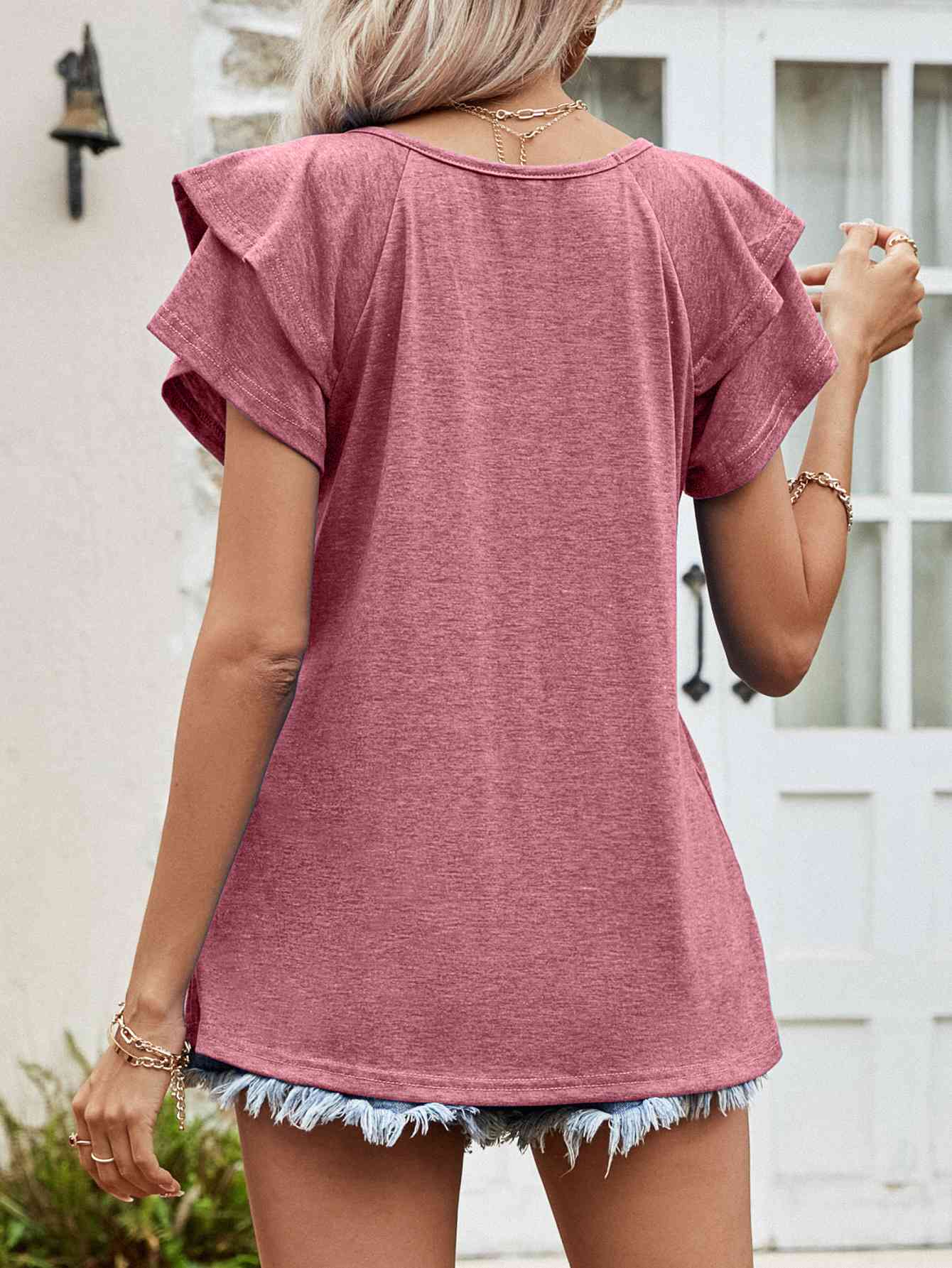 Flutter Sleeve | V-Neck Top