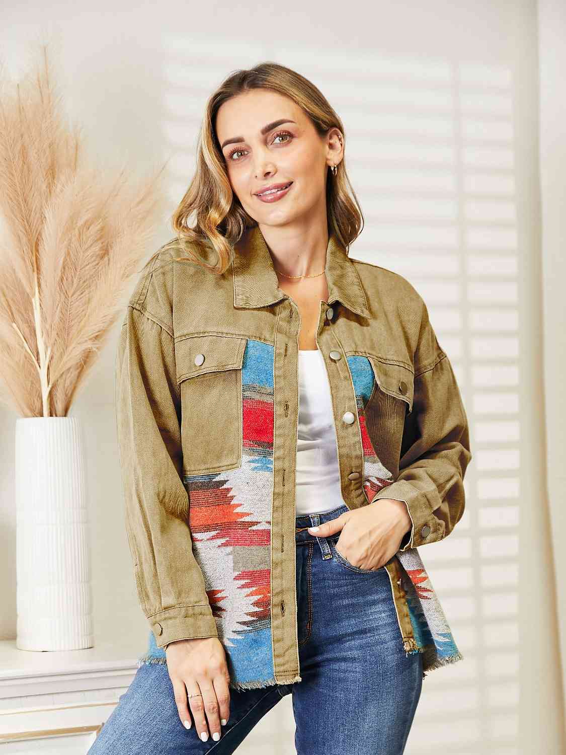 Aztec Raw Hem | Casual Top