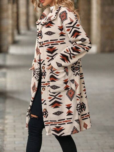 Colorful Geometric Pocketed | Dropped Shoulder Coat