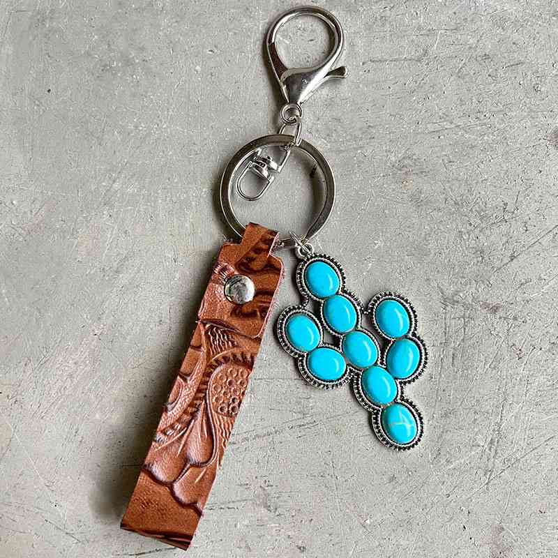 Turquoise & Leather | Keychain