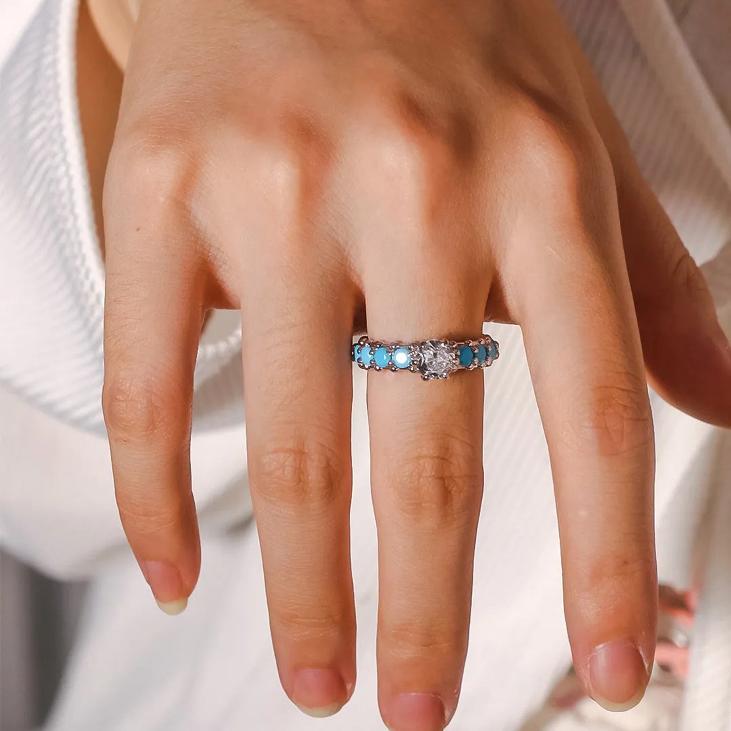 Inlaid Turquoise & Zircon | Ring