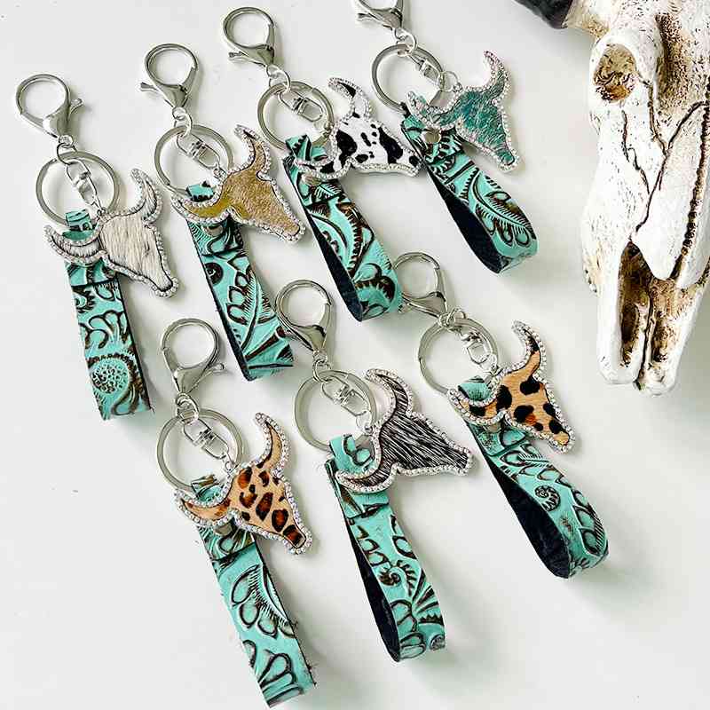 Rhinestone Bull Turquoise | Keychain