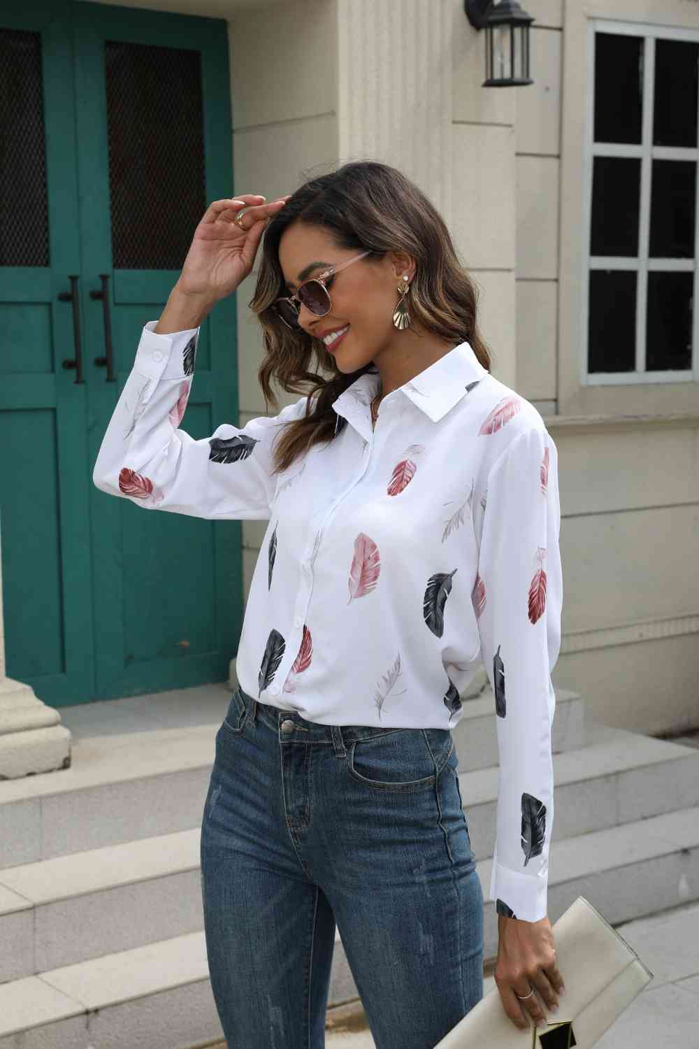 Feather Button Down | Casual Top
