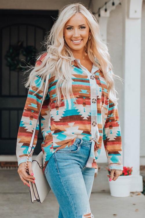 Aztec Printed Button Up | Long Sleeve Shirt