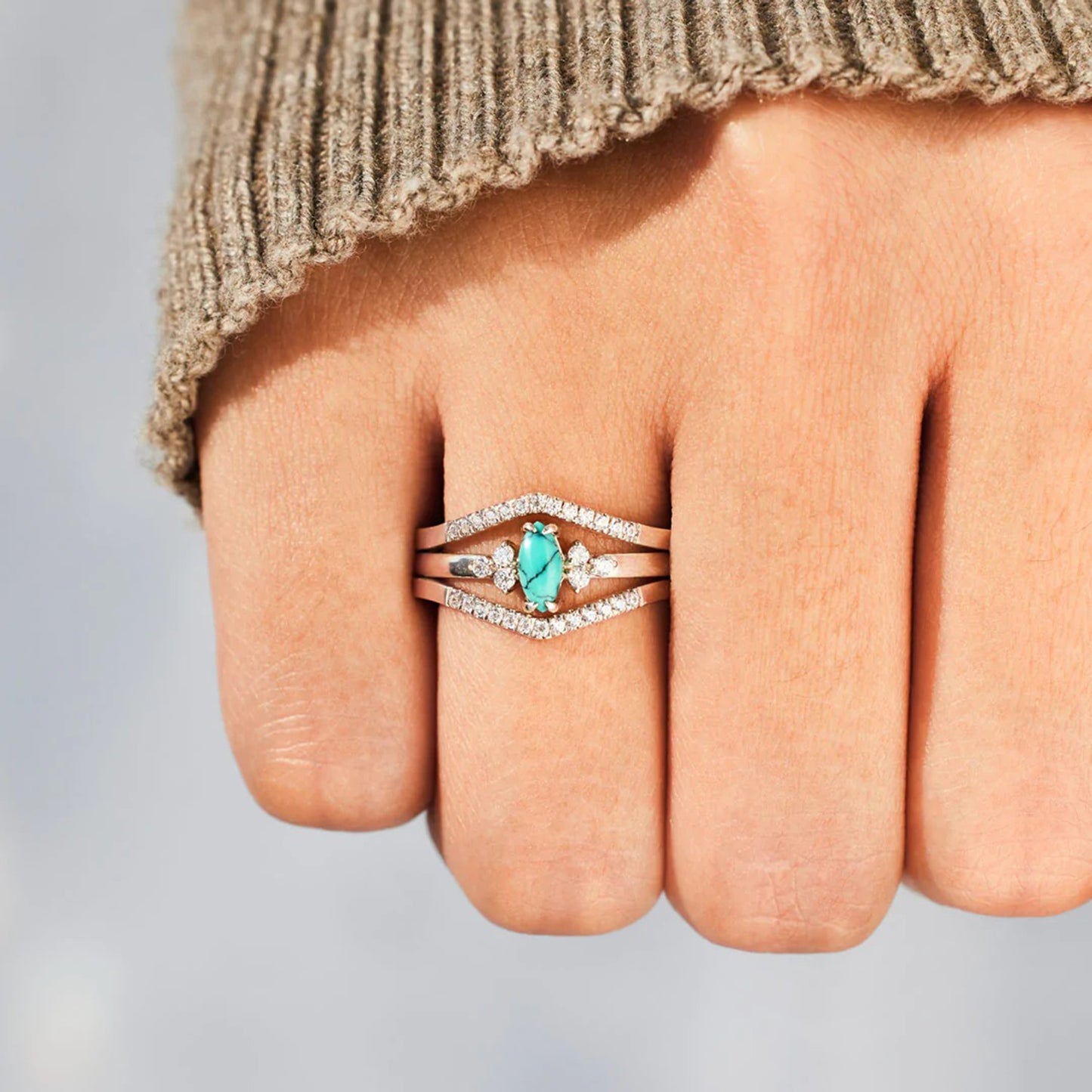 Turquoise & Inlaid Zircon | Ring