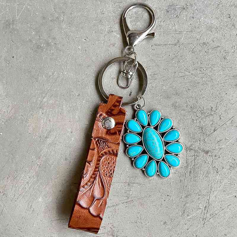 Turquoise & Leather | Keychain