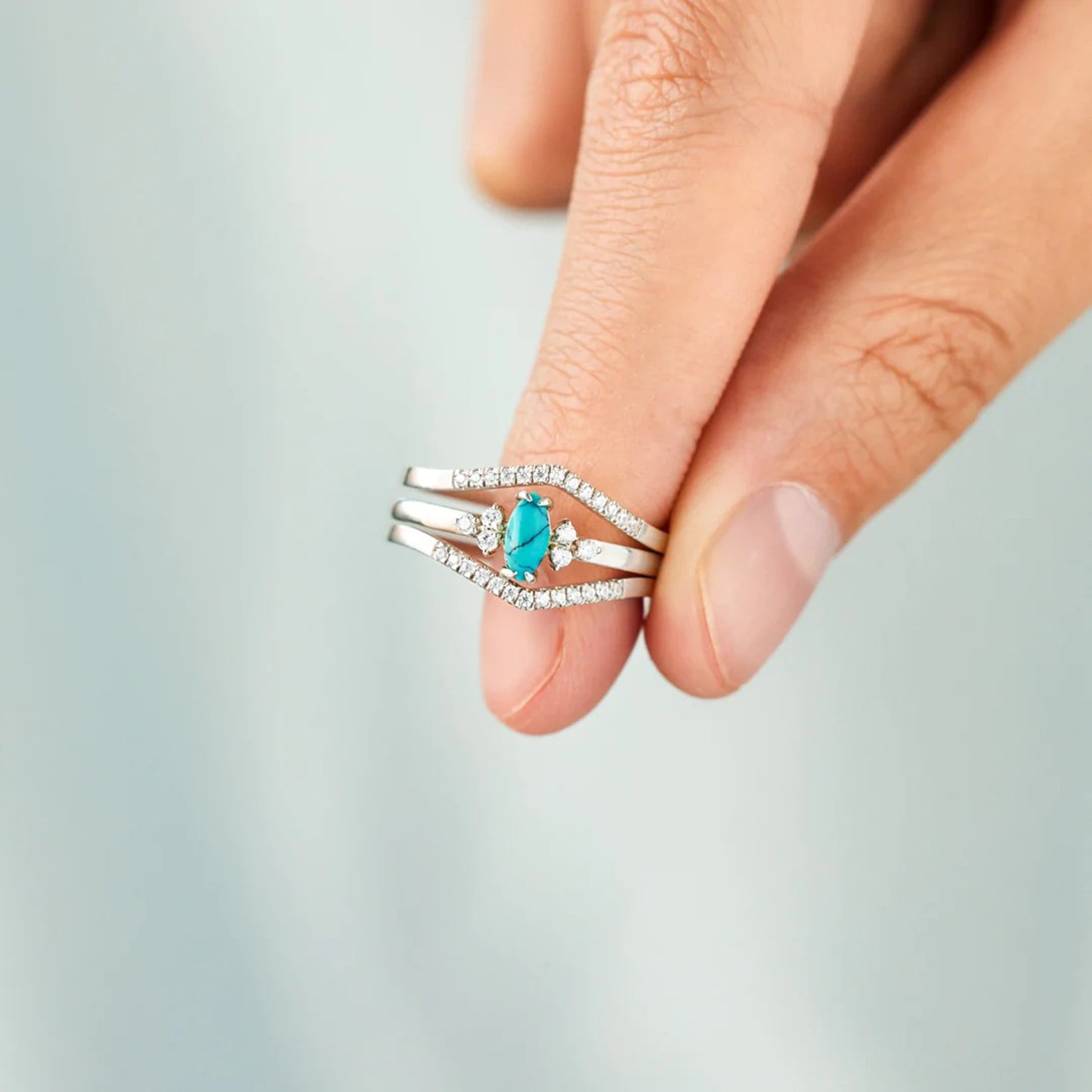 Turquoise & Inlaid Zircon | Ring