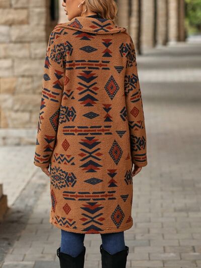 Colorful Geometric Pocketed | Dropped Shoulder Coat