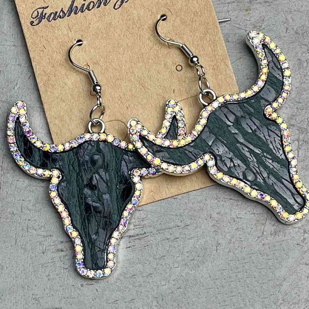 Rhinestone Trim Bull | Earrings