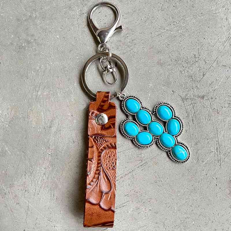 Turquoise & Leather | Keychain
