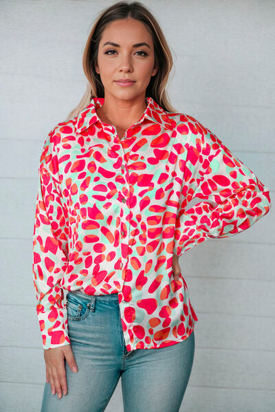 Red/Orange Button Up | Shirt